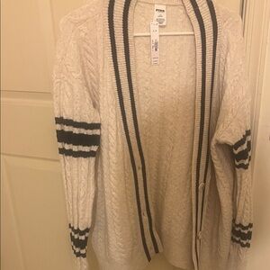 PINK Victoria's Secret Cream and Black Cable Knit Cardigan